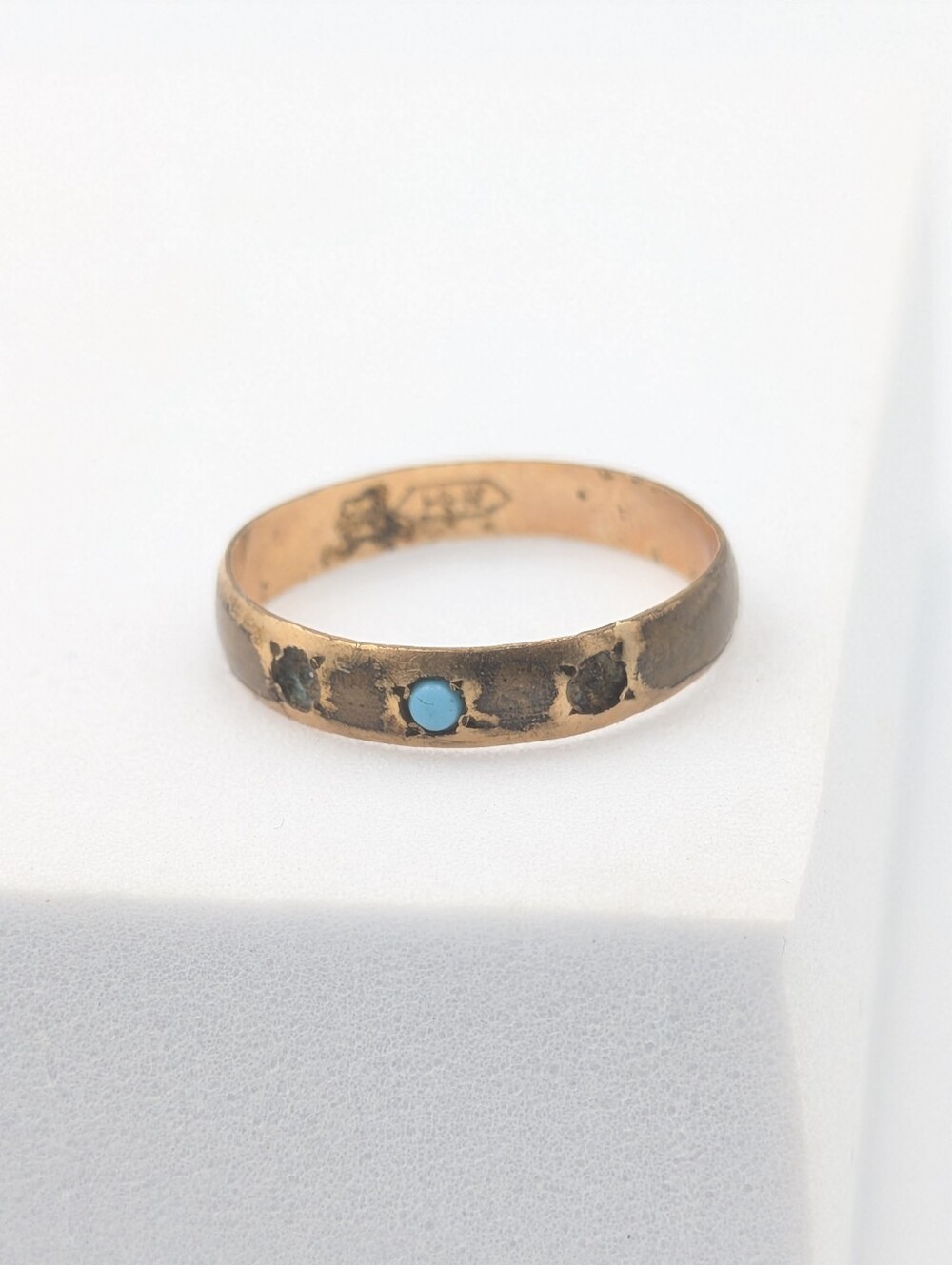 Antique Victorian 14k gold filled turquoise size 4 ring band READ